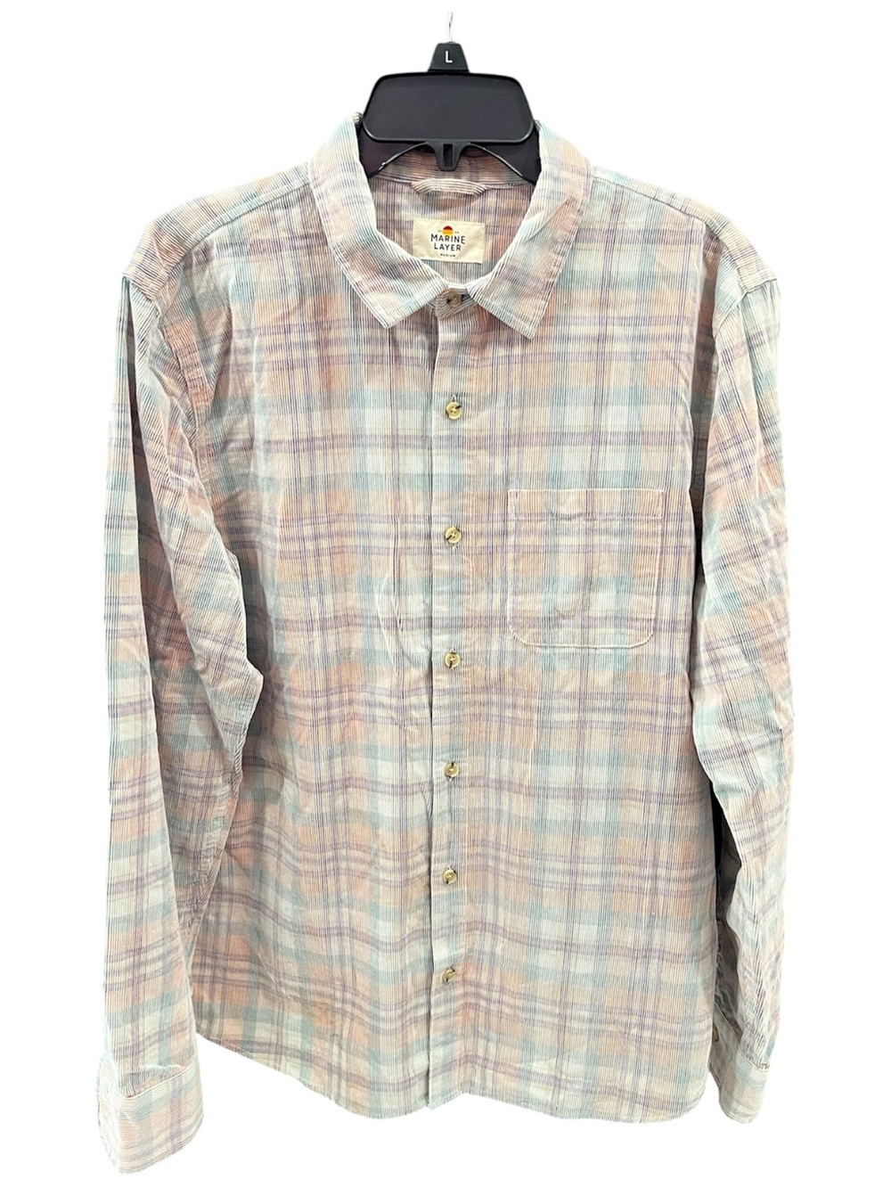Marine Layer Men's Cotton Corduroy Plaid Button Down Shirt Size Medium